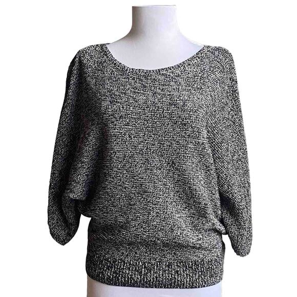 CHAUS Scoop Neck Dolman 3/4 Bat Wing Sleeve Marled Knit Sweater‎ Oversized SZ S - Picture 1 of 6
